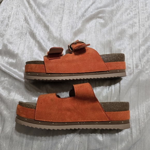 Orange Double Strap Sandals with Buckles By Cato Size 8 EUC. - Picture 3 of 5